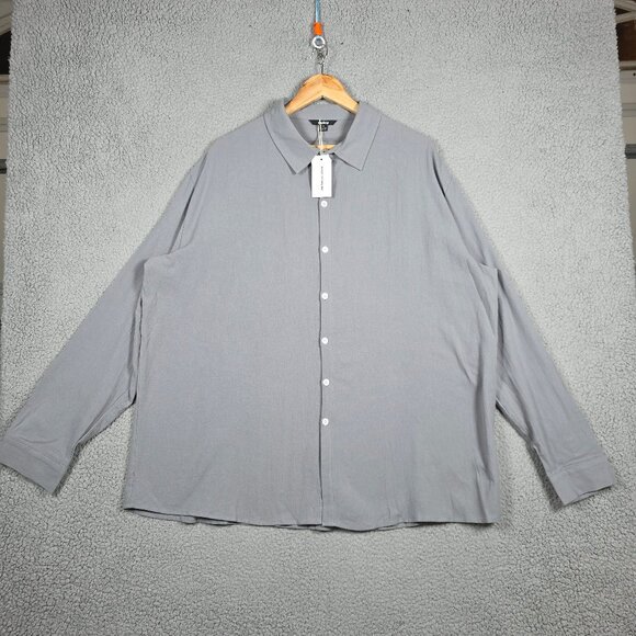 Duku Shirt Mens Size 3XL Gray Textured Linen Blend Button Down Regular Fit NWT - Picture 1 of 14